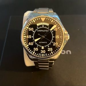 Hamilton Men's Watch Khaki Pilot Day Date Auto H64615135 42mm Mint Condition